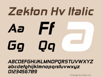 Zekton Hv Italic Version 4.001 Font Sample