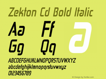 Zekton Cd Bold Italic Version 4.001 Font Sample