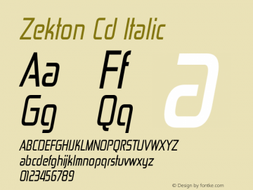 Zekton Cd Italic Version 4.001 Font Sample