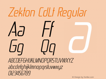 Zekton CdLt Regular Version 4.001 Font Sample