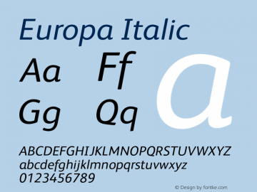 Europa Italic Version 001.001图片样张