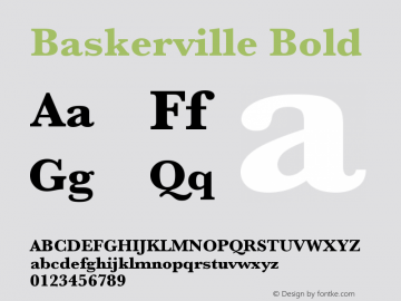 Baskerville Bold 10.0d1e1 Font Sample