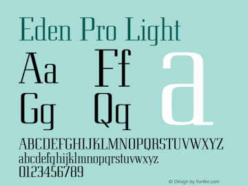 Eden Pro Light Version 1.000 Font Sample