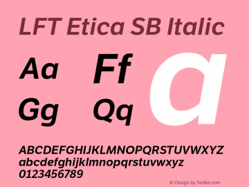 LFT Etica SB Italic Version 1.000 Font Sample