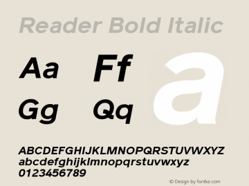 Reader Bold Italic Version 1.002 Font Sample