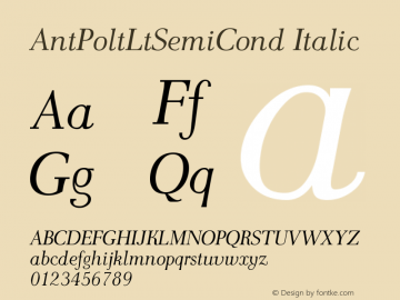 AntPoltLtSemiCond Italic Version 1.101 Font Sample