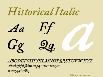 Historical Italic Version 001.000 Font Sample
