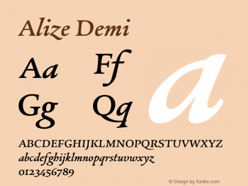 Alize Demi Version 1.000 Font Sample