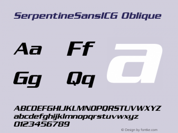 SerpentineSansICG Oblique Version 001.000 Font Sample