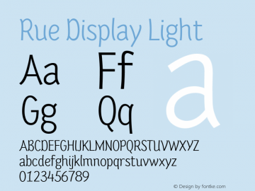 Rue Display Light Version 1.00 Font Sample