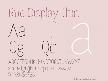 Rue Display Thin Version 1.00 Font Sample
