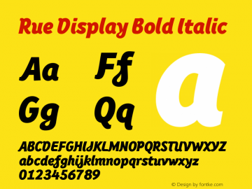 Rue Display Bold Italic Version 1.00 Font Sample