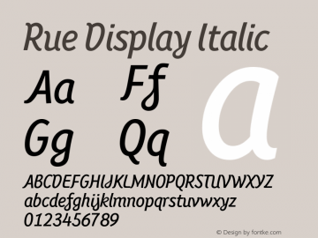 Rue Display Italic Version 1.00 Font Sample