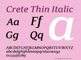 Crete Thin Italic Version 1.000图片样张