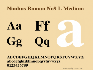 Nimbus Roman No9 L Medium Version 1.06 Font Sample