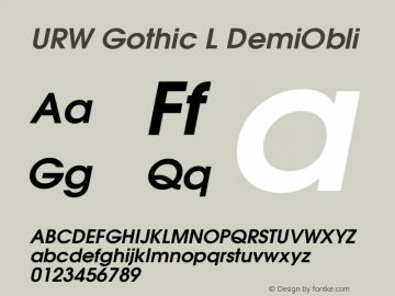 URW Gothic L DemiObli Version 1.06 Font Sample