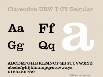 Clarendon URW T CY Regular 1.05 Font Sample