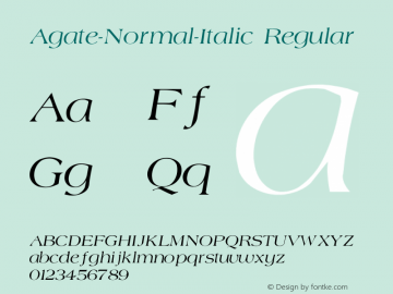 Agate-Normal-Italic Regular Converted from C:\TTFONTS\AGATEI.TF1 by ALLTYPE Font Sample