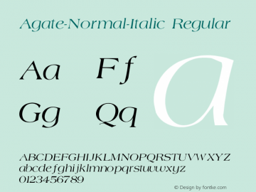 Agate-Normal-Italic Regular Converted from C:\TTFONTS\AGATEI.TF1 by ALLTYPE图片样张