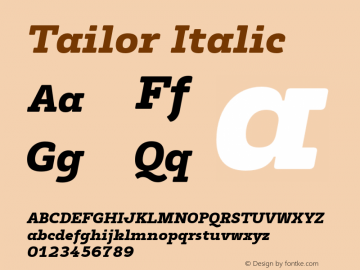 Tailor Italic Version 1.000000 Font Sample