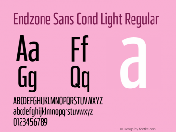 Endzone Sans Cond Light Regular Version 1.000 Font Sample