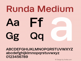 Runda Medium Version 1.000 Font Sample