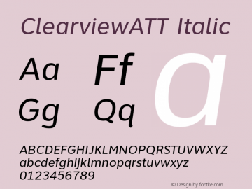 ClearviewATT Italic Version 1.000 2005 initial release图片样张