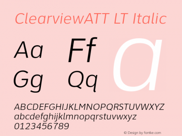 ClearviewATT LT Italic Version 1.000 2005 initial release图片样张