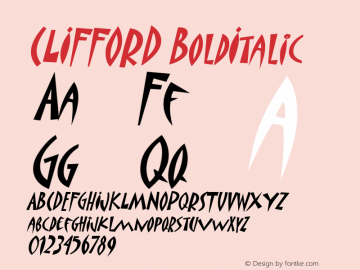 CLIFFORD BoldItalic Macromedia Fontographer 4.1.4 12/17/2002图片样张