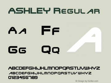 ASHLEY Regular Macromedia Fontographer 4.1.4 12/17/2002 Font Sample