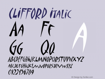 CLIFFORD Italic Macromedia Fontographer 4.1.4 12/17/2002图片样张