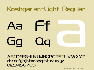Koshgarian-Light Regular Converted from C:\EMSTT\KOL.TF1 by ALLTYPE Font Sample