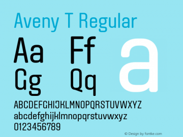 Aveny T Regular Version 1.001 Font Sample