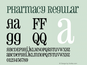 Pharmacy Regular Macromedia Fontographer 4.1.3 1/14/00 Font Sample