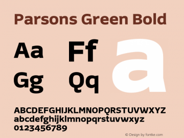 Parsons Green Bold Version 1.001 Font Sample