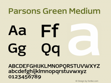 Parsons Green Medium Version 1.001 Font Sample