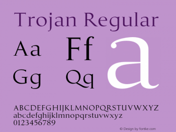 Trojan Regular Version 1.001 Font Sample