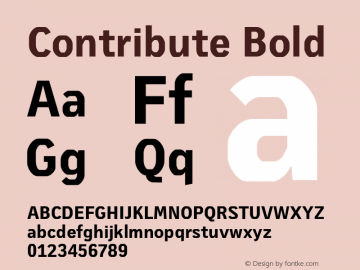 Contribute Bold Version 1.000 2005 initial release Font Sample