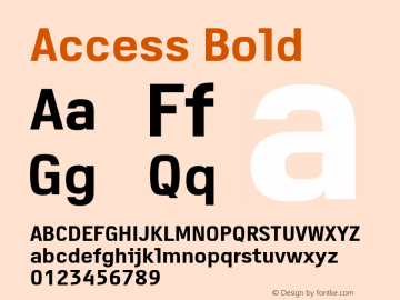 Access Bold Version 1.001 Font Sample