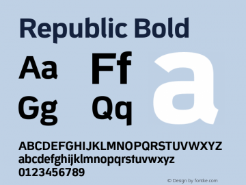 Republic Bold Version 1.001 Font Sample