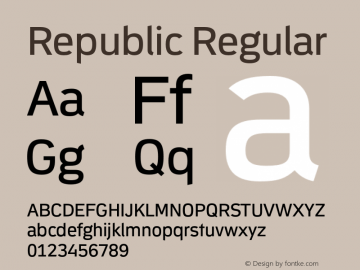 Republic Regular Version 1.001 Font Sample