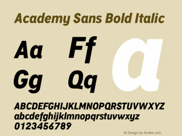 Academy Sans Bold Italic Version 1.001图片样张