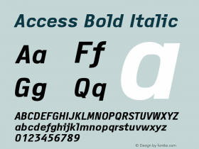 Access Bold Italic Version 1.001 Font Sample