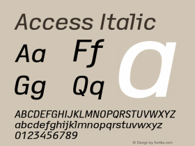 Access Italic Version 1.001 Font Sample