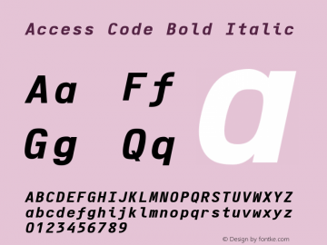 Access Code Bold Italic Version 1.001 Font Sample
