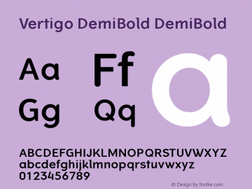 Vertigo DemiBold DemiBold Version 1.001 Font Sample