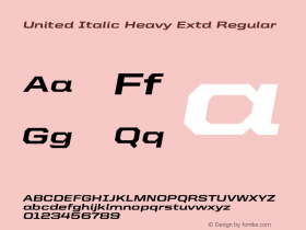 United Italic Heavy Extd Regular Version 1.101;PS 001.001;hotconv 1.0.38 Font Sample