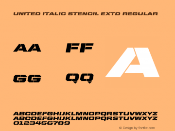 United Italic Stencil Extd Regular Version 1.101;PS 001.001;hotconv 1.0.38 Font Sample