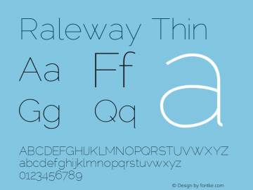 Raleway Thin Version 1.0 Font Sample