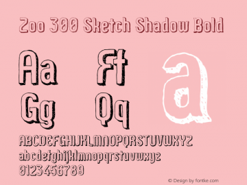 Zoo 300 Sketch Shadow Bold Version 2.000 2003 initial release Font Sample